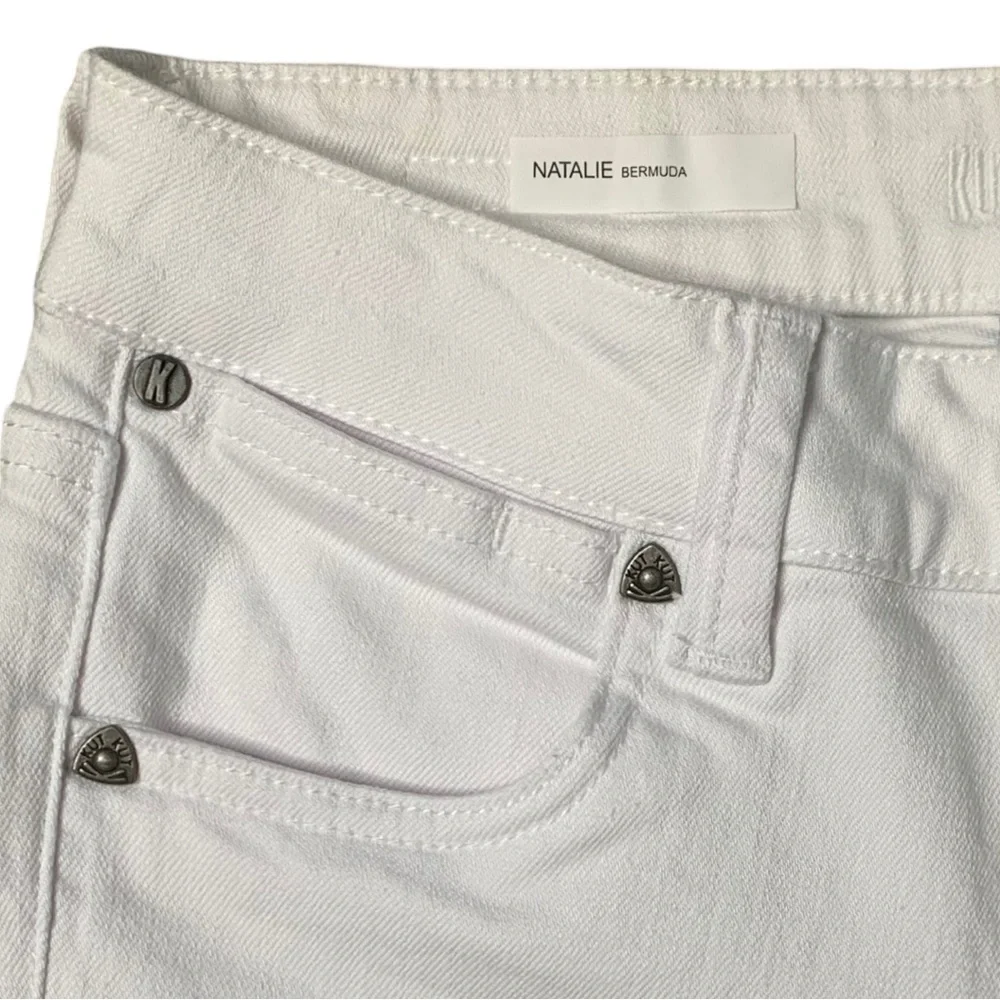 Kut from the Kloth Natalie Mid Rise Bermuda Denim Shorts White Size 0 - Picture 6 of 16